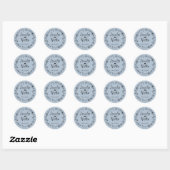 Sticker Rond Fleur Main Levée Wreath Personnalisé Dusty Blue (Feuille)