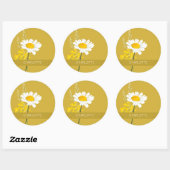 Sticker Rond Fleur marguerite blanche Nom personnalisé (Feuille)
