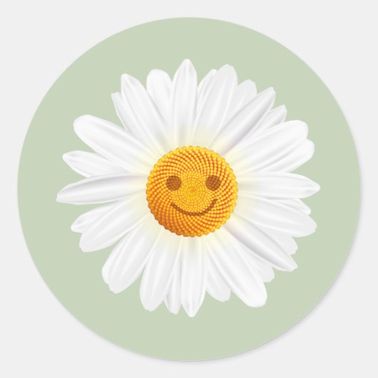 Sticker Rond Fleur marguerite face souriante (Devant)