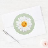 Sticker Rond Fleur marguerite face souriante (Enveloppe)