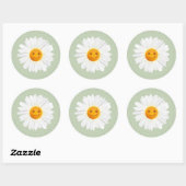 Sticker Rond Fleur marguerite face souriante (Feuille)