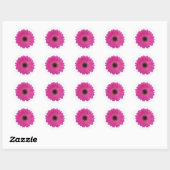 Sticker Rond Fleur marguerite rose magenta chaud (Feuille)