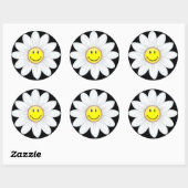 Sticker Rond Fleur marguerite souriante (Feuille)