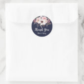 Sticker Rond Fleur Marine Blue Wedding Favor (Sac)