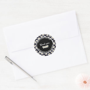 Sticker Rond Fleur Merci d'affaires