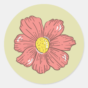 Sticker Rond Fleur mignonne dessinée à la main