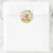 Sticker Rond Fleur mignonne et coccinelle dans le jardin (Sac)