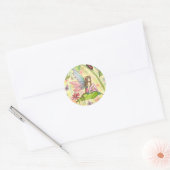 Sticker Rond Fleur mignonne et coccinelle dans le jardin (Enveloppe)