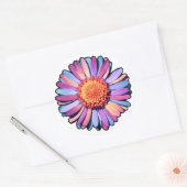 Sticker Rond Fleur mignonne violet rose bleu Boho Daisy Bisexua (Enveloppe)