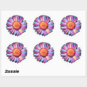 Sticker Rond Fleur mignonne violet rose bleu Boho Daisy Bisexua (Feuille)