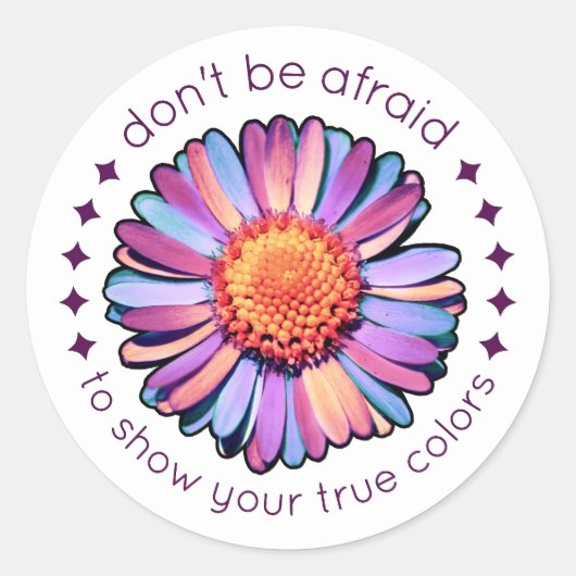 Sticker Rond Fleur mignonne violet rose bleu marguerite femmes  (Devant)