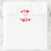 Sticker Rond Fleur moderne rouge cerise fleurs Sakura Merci (Sac)
