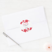 Sticker Rond Fleur moderne rouge cerise fleurs Sakura Merci (Enveloppe)