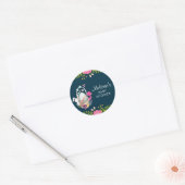 Sticker Rond Fleur, Oeuf, Baby shower Flamant rose (Enveloppe)