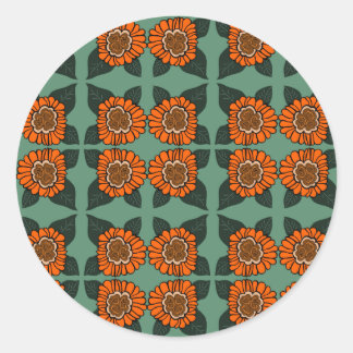 Sticker Rond Fleur orange