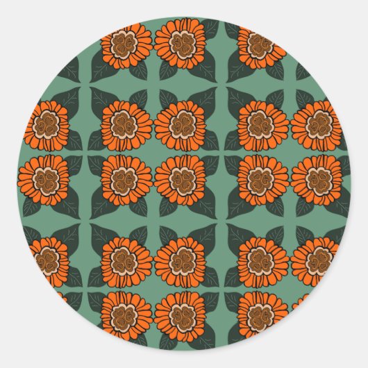 Sticker Rond Fleur orange (Devant)