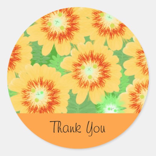 Sticker Rond Fleur Orange Merci (Devant)