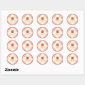 Sticker Rond Fleur orientale mariage rouge (Feuille)