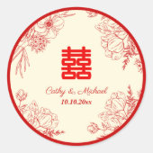 Sticker Rond Fleur orientale mariage rouge (Devant)