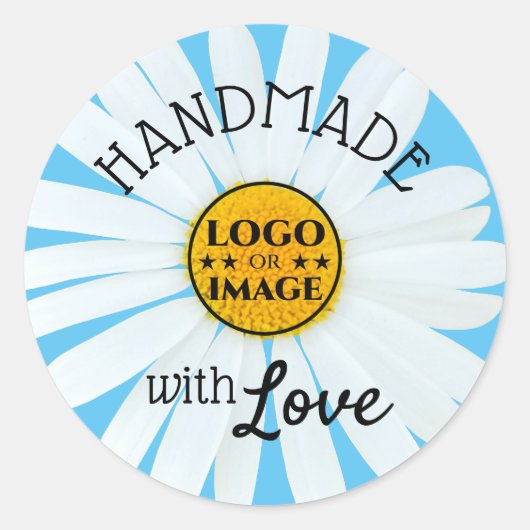 Sticker Rond Fleur pâle Pastel Bleu marguerite Fabriquée avec a (Devant)