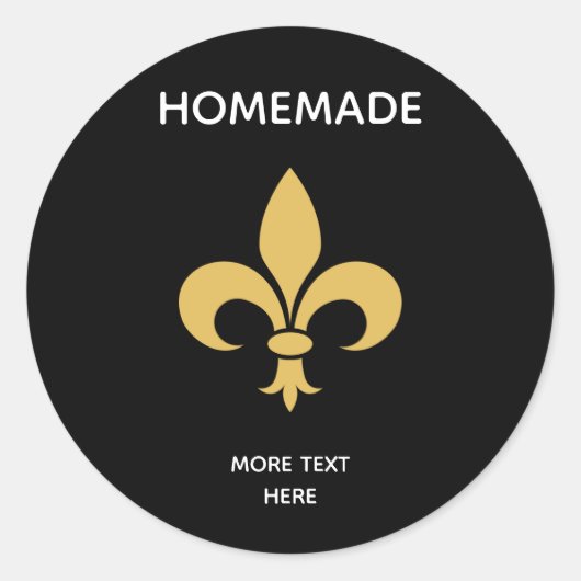 Sticker Rond Fleur personnalisée et texte fait maison en noir (Devant)