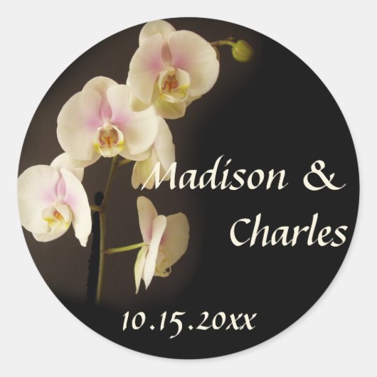 Sticker Rond Fleur phalaenopsis orchidée mariage faveur étiquet (Devant)