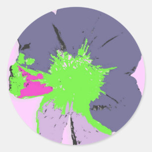 Sticker Rond Fleur PopArt/Splash couleur