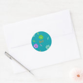 Sticker Rond Fleur Rétro Filles mignonnes (Enveloppe)