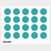 Sticker Rond Fleur Rétro Filles mignonnes (Feuille)