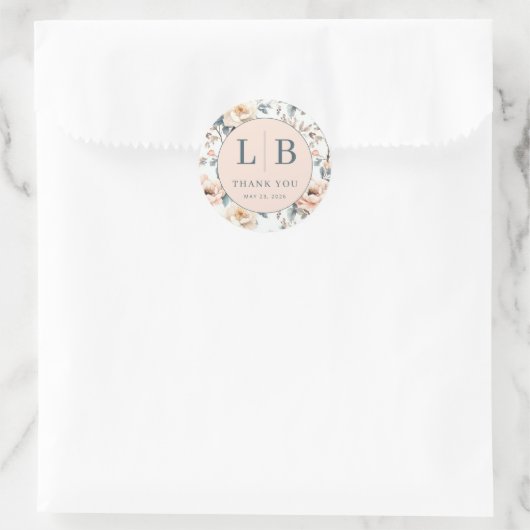 Sticker Rond Fleur Romantique Pastel (Sac)