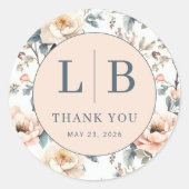 Sticker Rond Fleur Romantique Pastel (Devant)