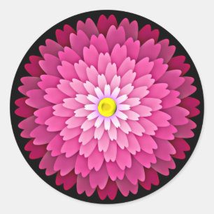 Sticker Rond Fleur rose