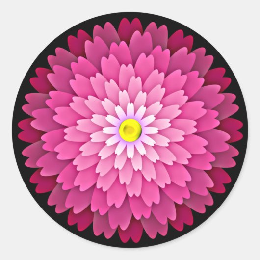 Sticker Rond Fleur rose (Devant)