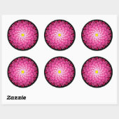 Sticker Rond Fleur rose (Feuille)