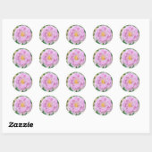 Sticker Rond Fleur rose (Feuille)