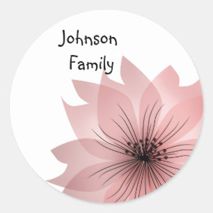 Sticker Rond Fleur rose