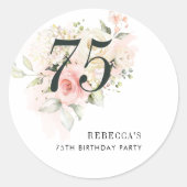 Sticker Rond Fleur rose 75e fête d'anniversaire (Devant)