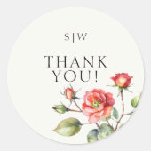 Sticker Rond Fleur Rose aquarelle (Devant)