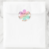 Sticker Rond Fleur rose arc-en-ciel dégradé fête d'anniversaire (Sac)