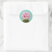 Sticker Rond Fleur rose Au-Dessus de Spiky Cactus (Sac)