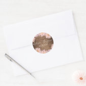 Sticker Rond Fleur rose Dahlia Mariage en bois rustique Date (Enveloppe)