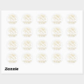 Sticker Rond fleur rose en faux or avec noms, blanc (Feuille)