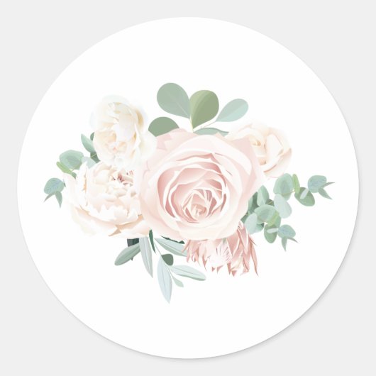 Sticker Rond Fleur rose Eucalyptus Merci Favoriser (Devant)