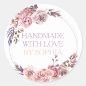 Sticker Rond Fleur rose Fleur artisanale (Devant)