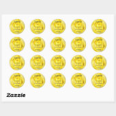 Sticker Rond Fleur rose jaune vif mariage merci (Feuille)