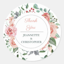 Fleur rose vif Merci Mariage romantique Classi