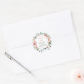 Sticker Rond Fleur rose vif Merci Mariage romantique Classi (Enveloppe)
