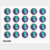Sticker Rond Fleur Rosebud Turquoise Abstraite (Feuille)