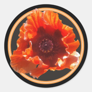 Sticker Rond Fleur Rouge