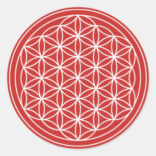 Sticker Rond Fleur rouge d'autocollant de la vie